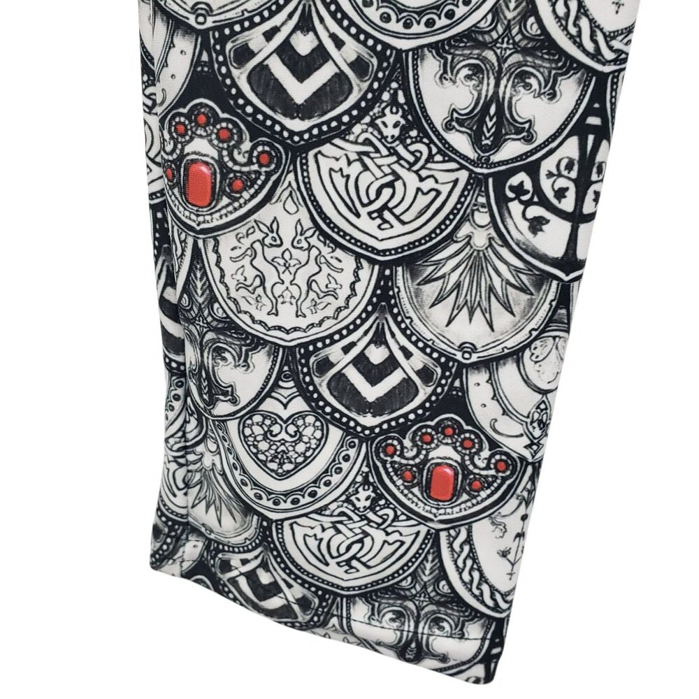 Fox Savant Artleisure Black White Art to Wear Crown Print Gothic Yoga Pants M - Picture 5 of 7